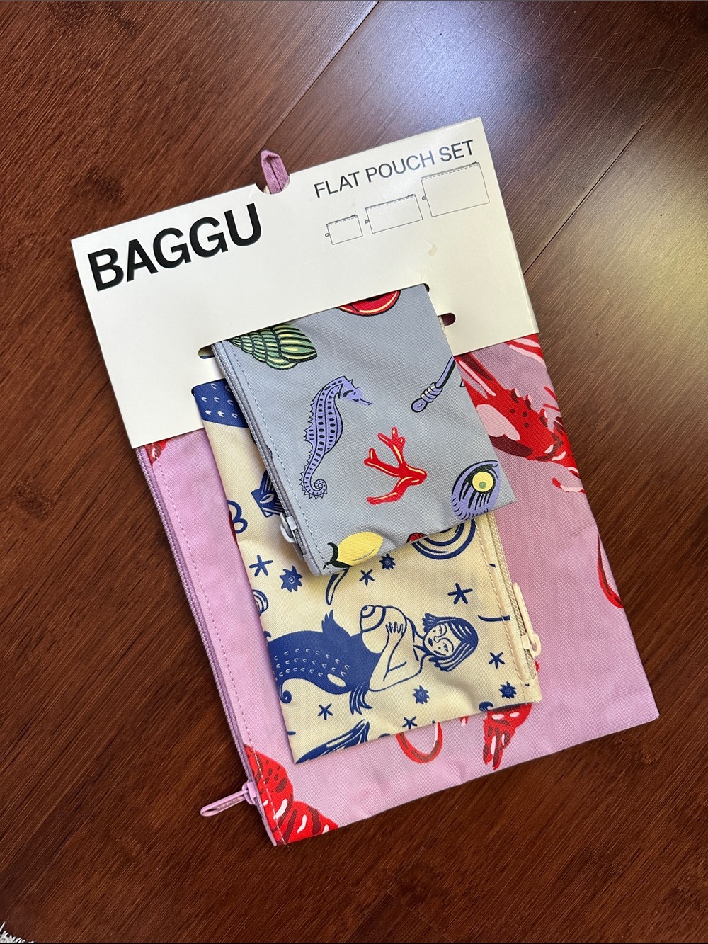 BAGGU Flat Pouch Set - Sea Creatures